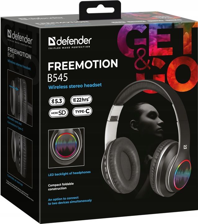 Słuchawki Bezprzewodowe Nauszne Mikrofon Led Mp3 Bluetooth 5.3
