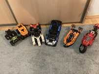 Lego technik auta, łótka i motor wszystkie mają inne ceny