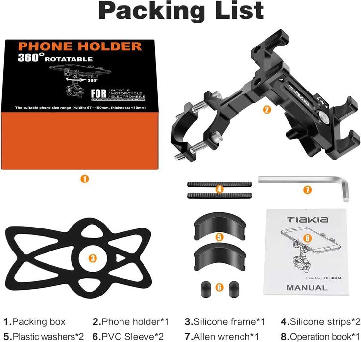 Tiakia U6-9901 uchwyt Rowerowy motorowy pancerny 4,7-7,2'' do telefonu
