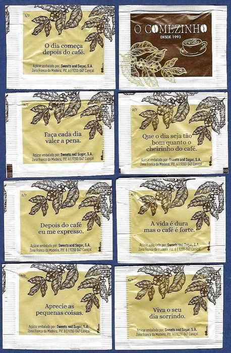 Pacotes de Açúcar - Série O Comezinho, pastelaria. Madeira