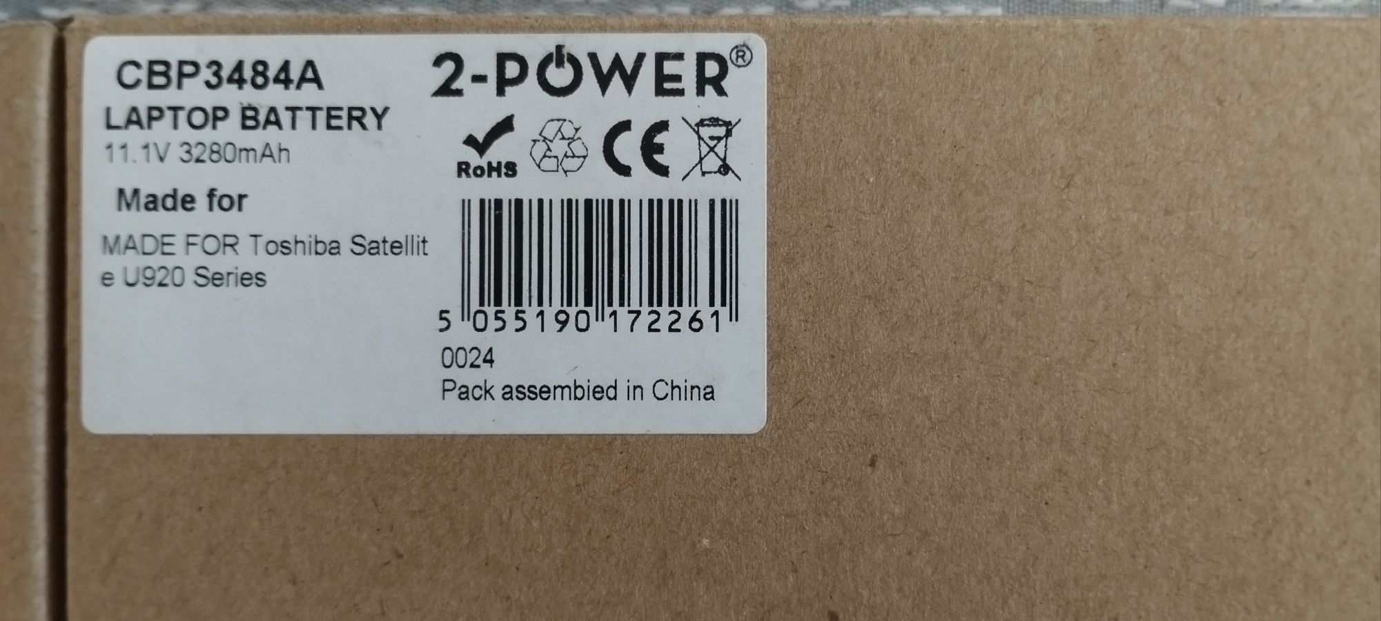 Bateria nova 2-Power CBP3484A para Toshiba Satellite U920
