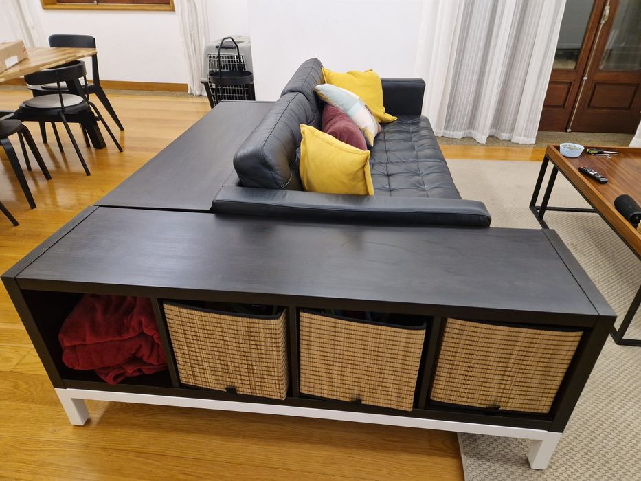 Conjunto IKEA KALLAX + Cestos — Preto/branco — Excelente estado