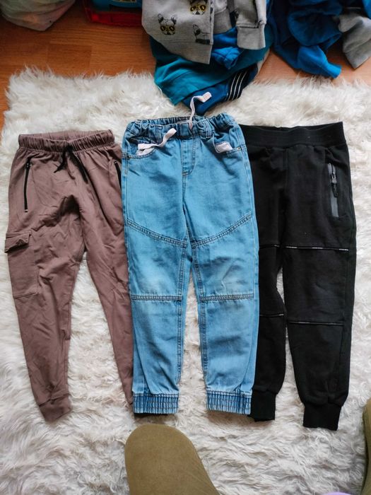 Zestaw spodni komplet spodnie chłopięce spodnie jeansowe dresowe