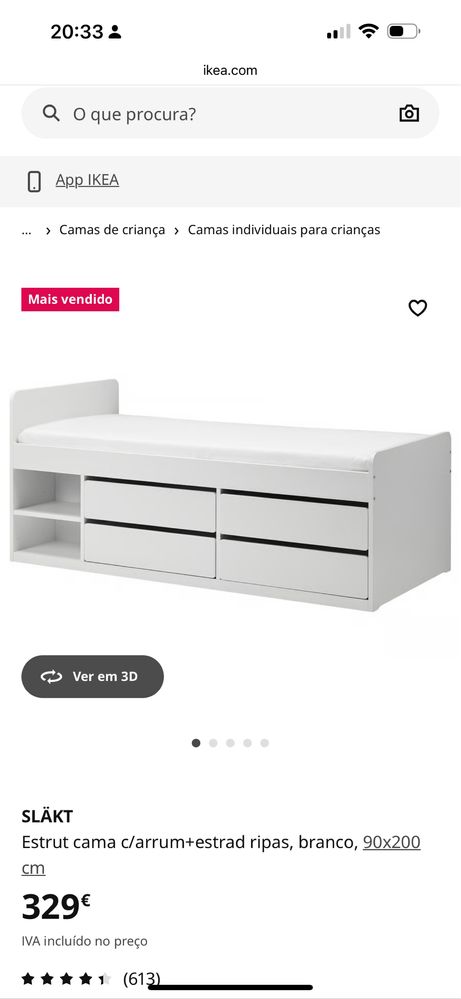 Cama solteiro com arrumação