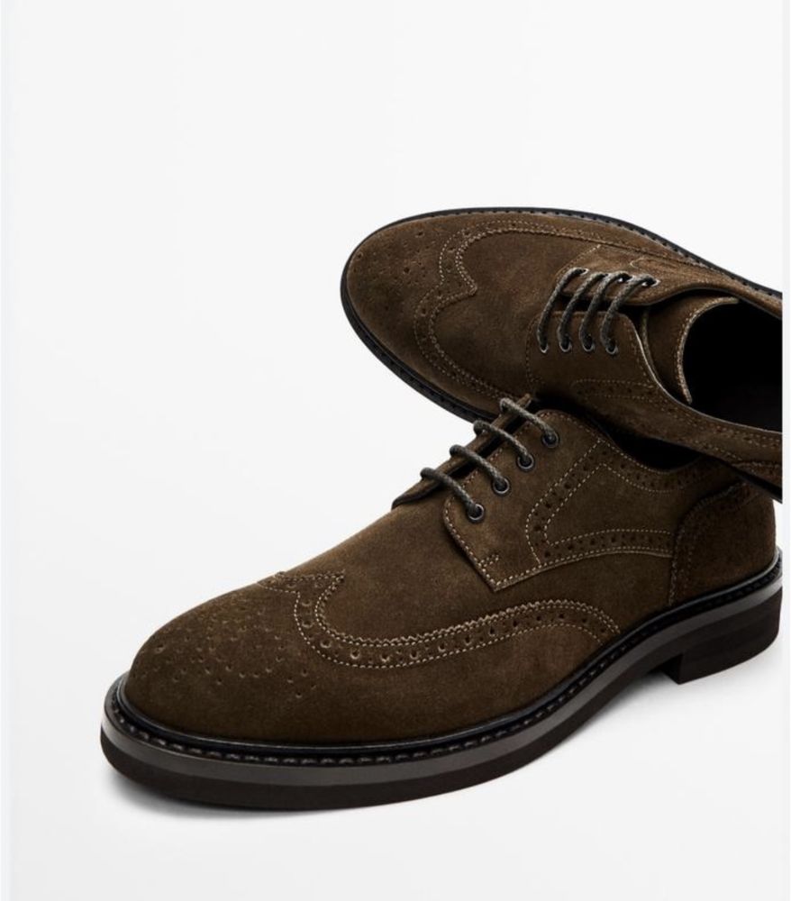 Замшевые туфли броги оксфорды Massimo Dutti размер 41