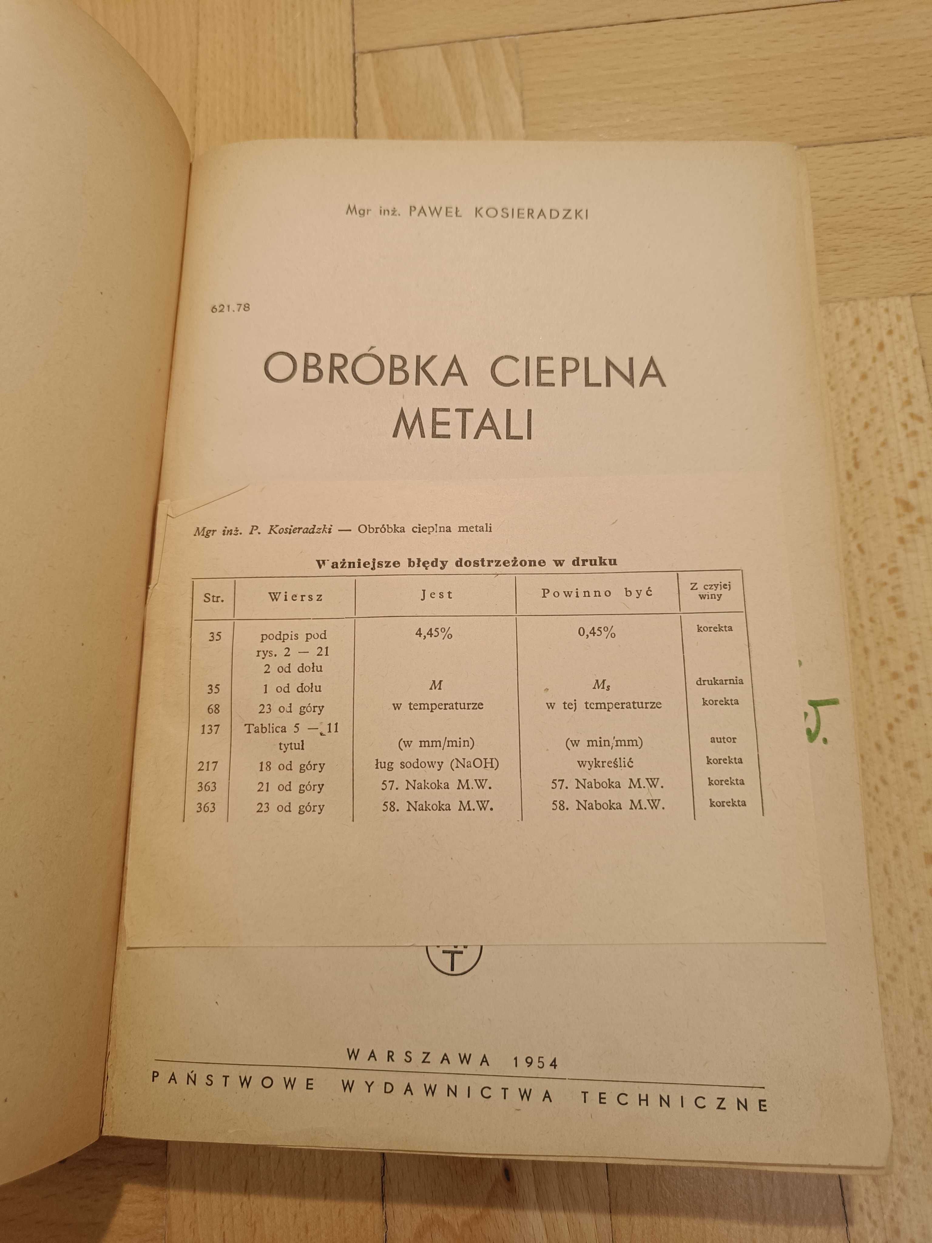 Obróbka cieplna metali P. Kosieradzki tanio