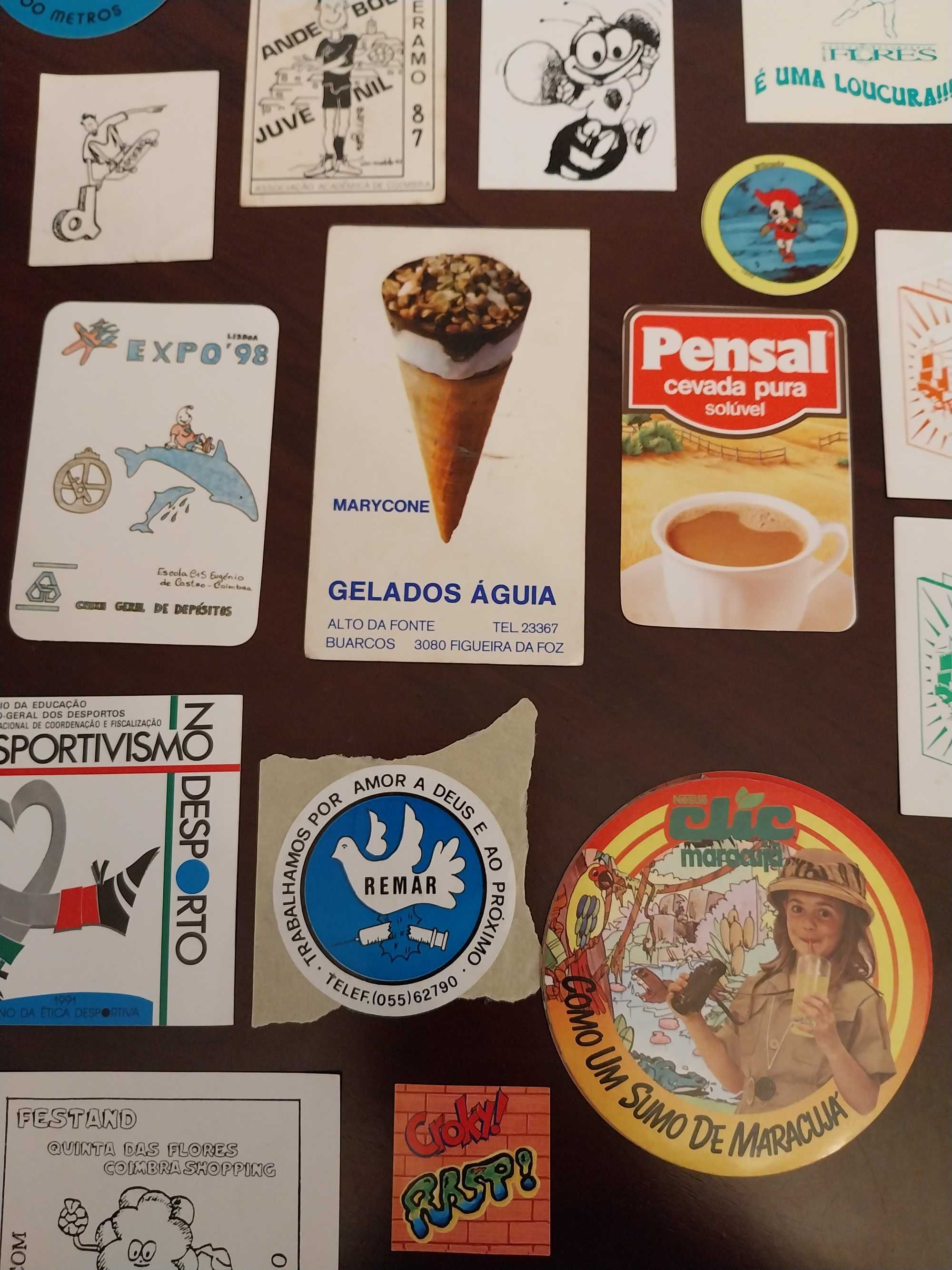 Lote 23 autocolantes variados - desporto, alimentação, expo 98 vintage