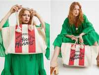 Torba plażowa H&M Hotel Hennes torba shopper oversize bawełniana