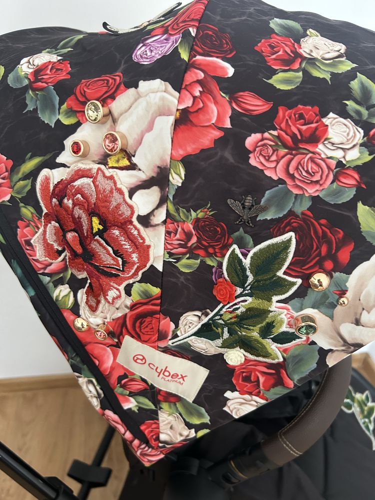 Wózek Cybex Priam 4.0 Rose Gold Spring Blossom Dark 2w1 Zestaw gondola