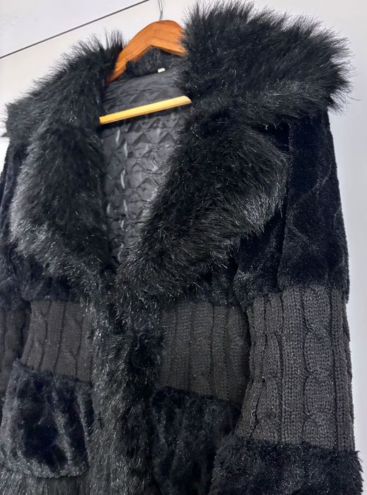 Żakiet, futerko , miś TALIOWANE z wyłożonym kołnierzem dekolt V ,  M