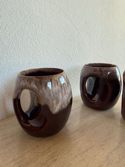 Conjunto de 6 canecas vintage em cerâmica Vidago