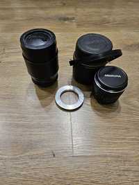 Dwa obiektywy FOCAL 135mm ASANUMA 35mm f2.8 mc42 + adapter na Canon EF