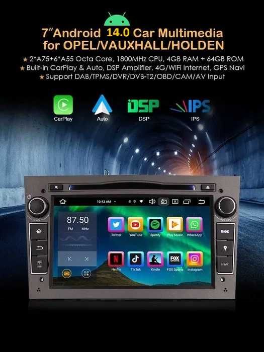 Auto radio Opel Android 14 2 din radio/dvd/cd/usb/sd/gps/