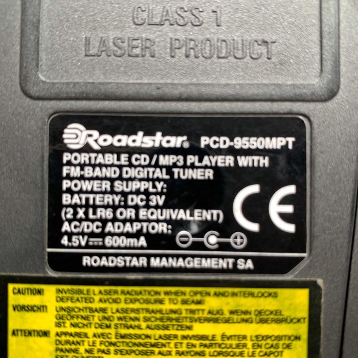 Програвач компакт-дисків ROADSTAR PCD 9550MPT , fm радіо,адаптер