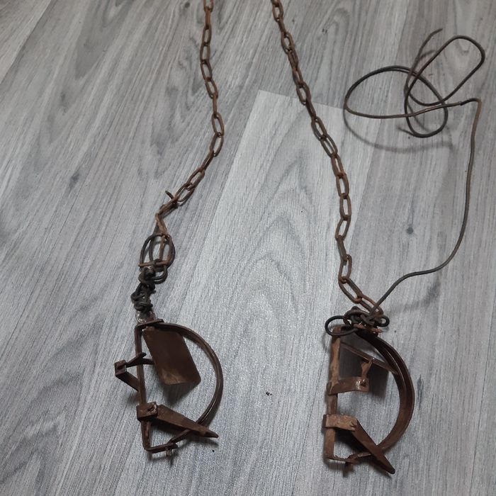 Капканы б/у металлич.с цепью и всеми креплениями,