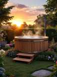 Balia ogrodowa 180cm z piecem, jakuzzi, sauna, ruska bania, spa