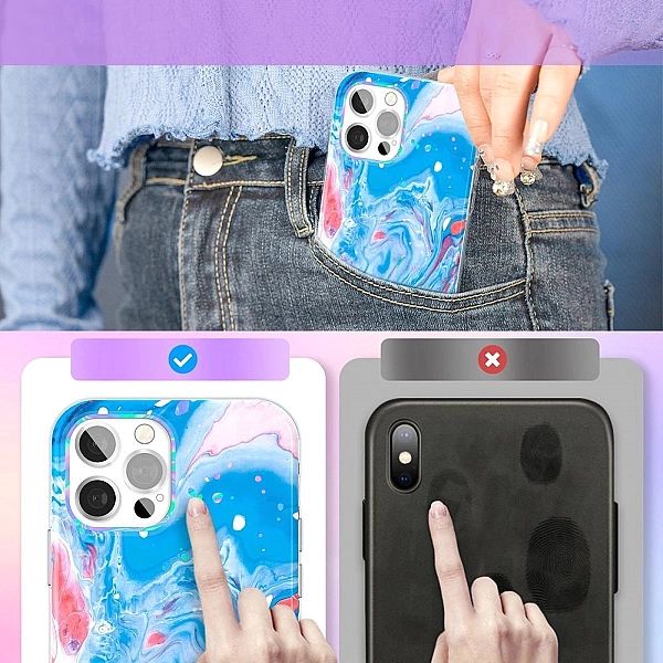 Kingxbar Watercolour Series kolorowe etui do iPhone 12 Pro Max niebies