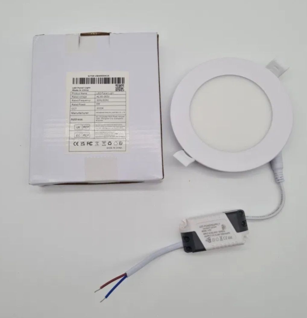 Oprawa płaska sufitowa wpuszczana oczko lampa LED 6W 3000K panel 10 sz