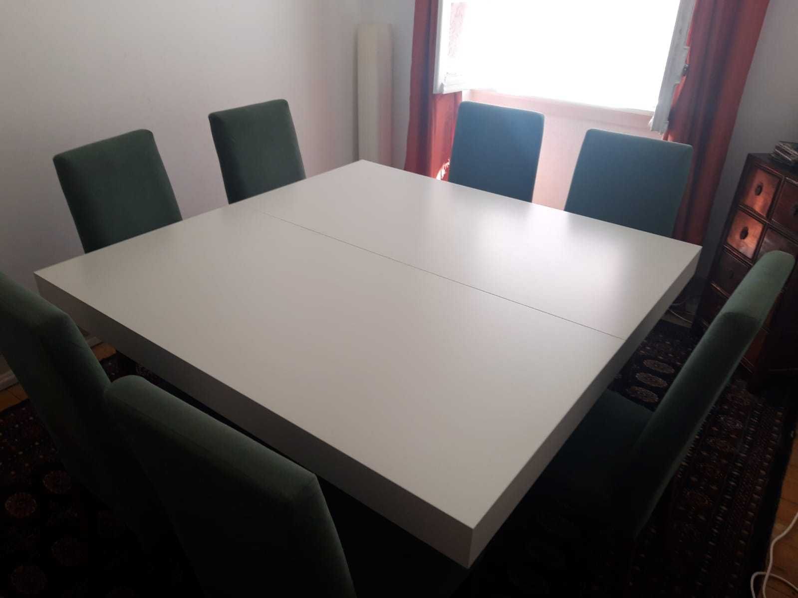 Mesa de jantar impecável da antarte e cadeiras