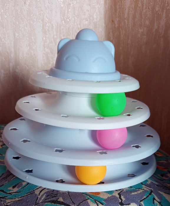 тунель труба хатка будинок лежак триярусна іграшка з м'ячиком для кота