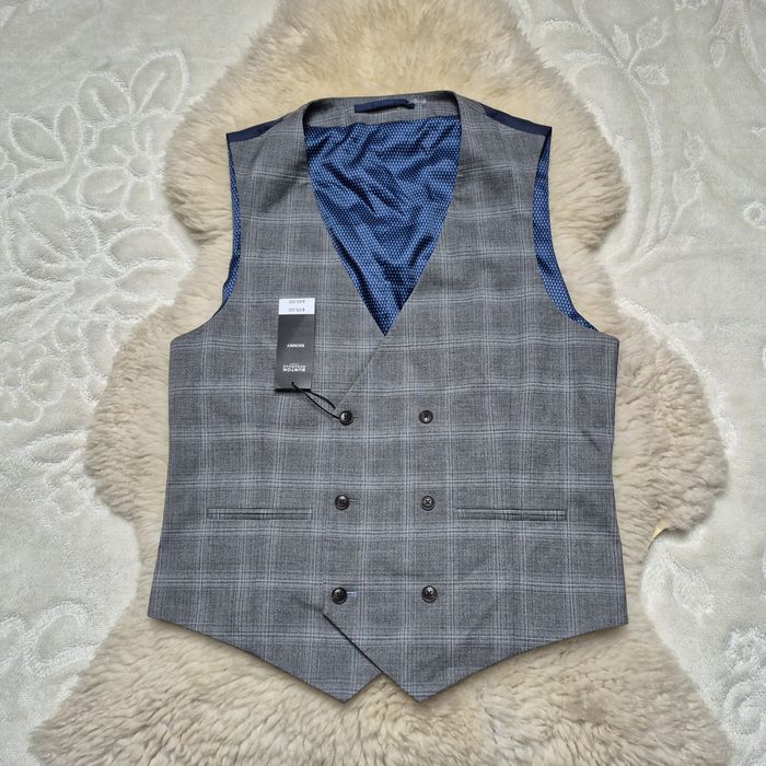 Kamizelka garniturowa M Szara w kratkę Nowa