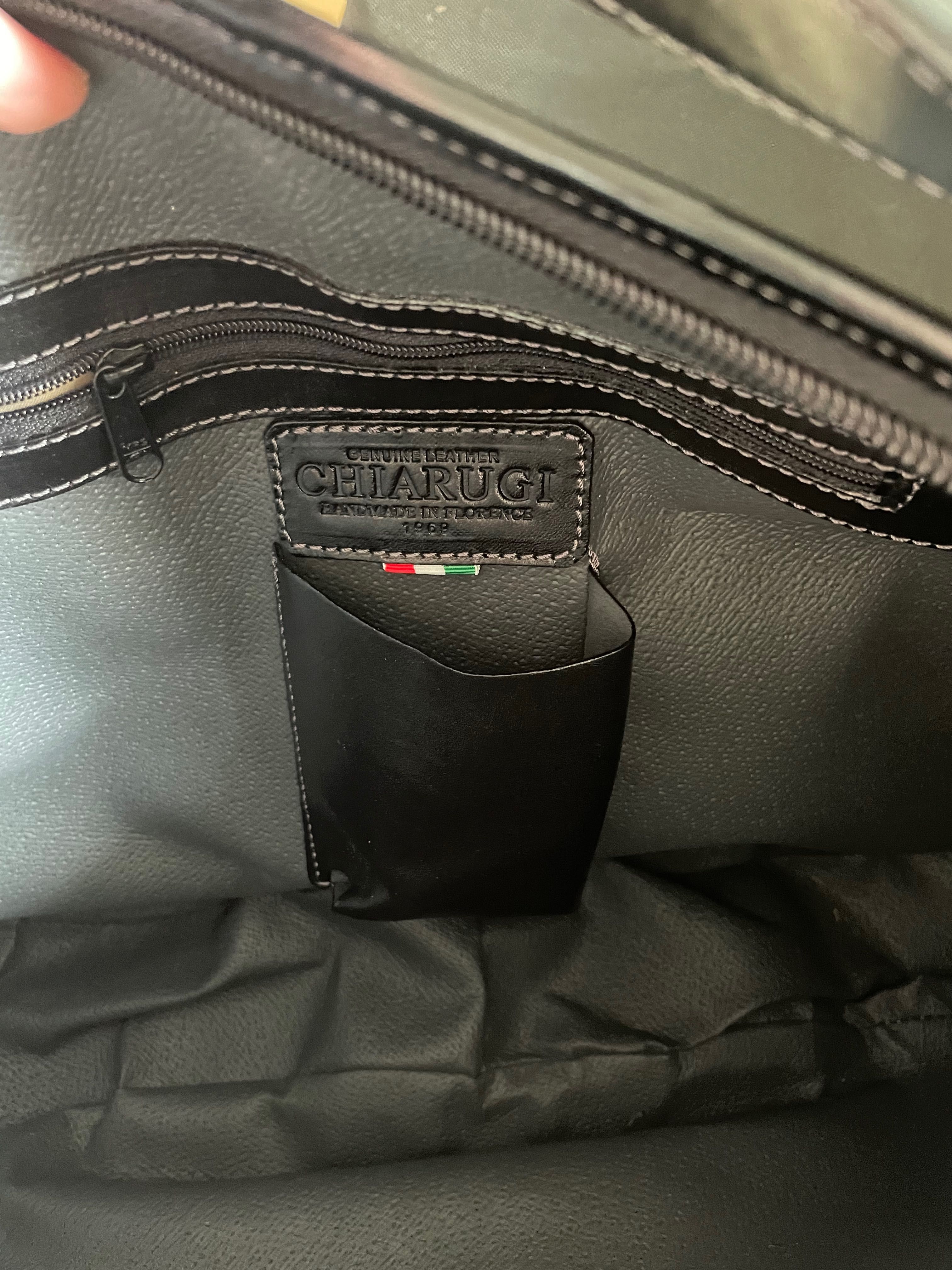 CHIARUGI Nowa oryginalna włoska skórzana torba L-XL mieści A4,dust bag