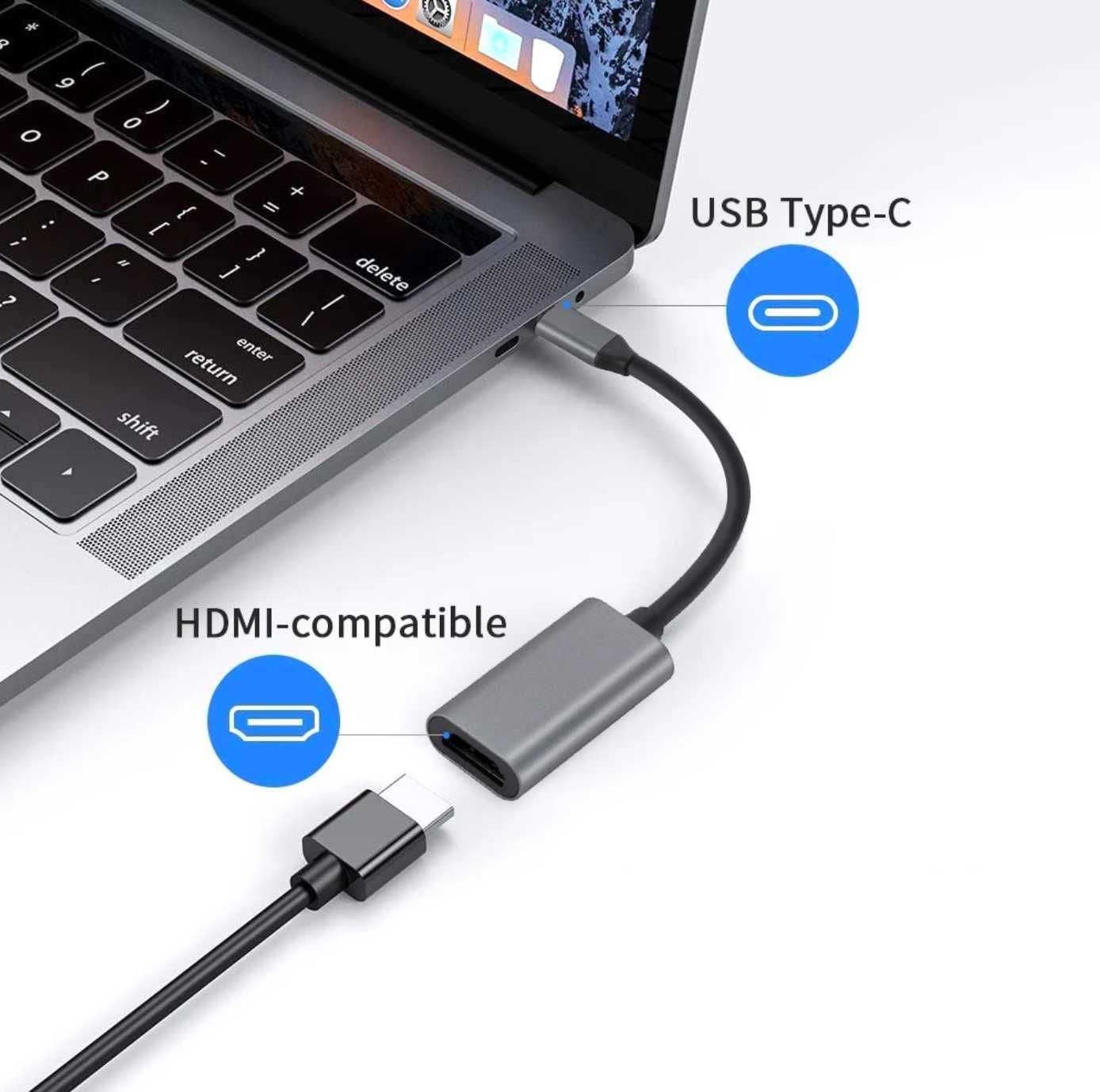 Adaptador USB C para HDMI p/ Macbook Windows PC NOVO