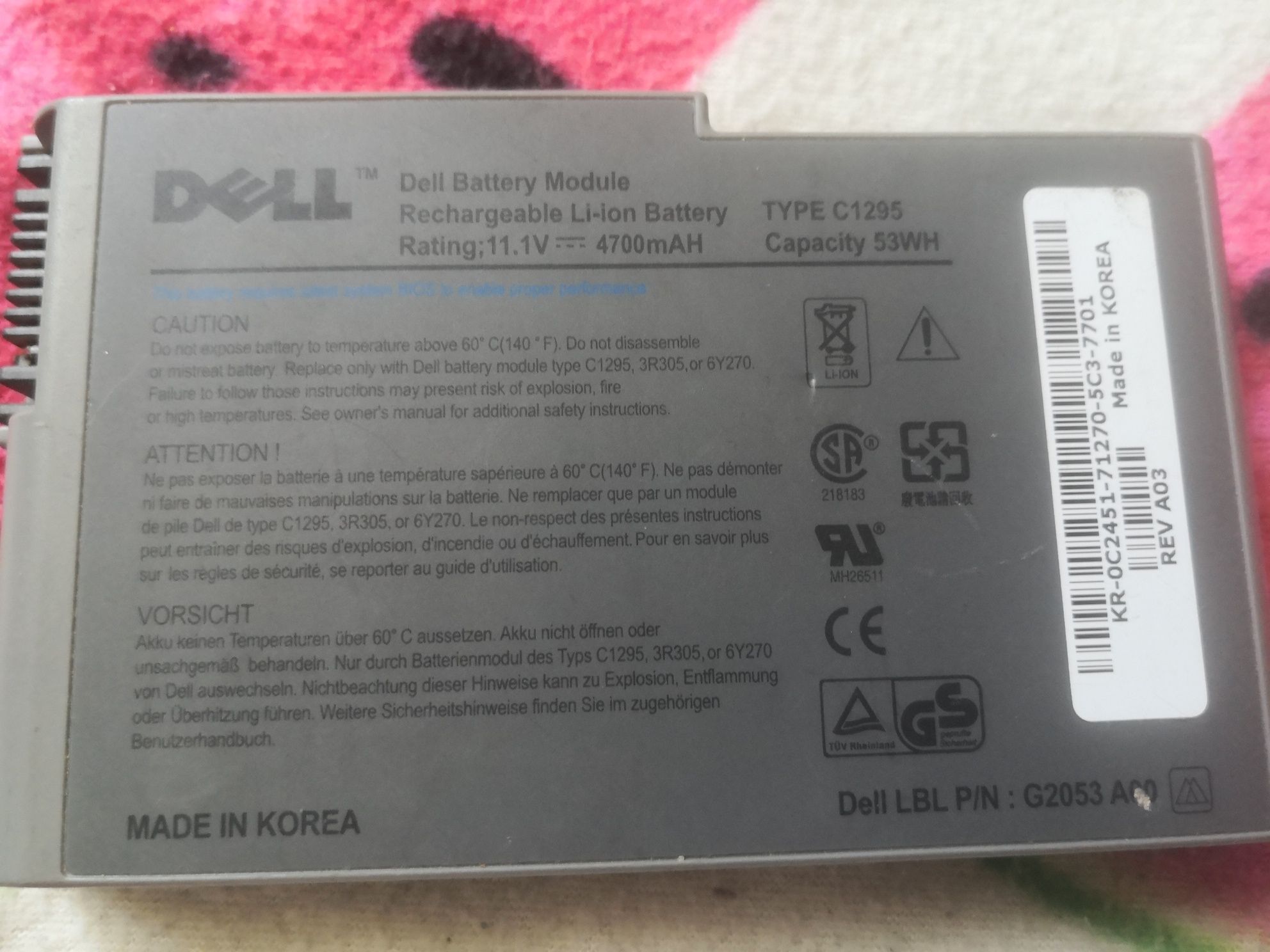 Bateria Dell 11,1 V