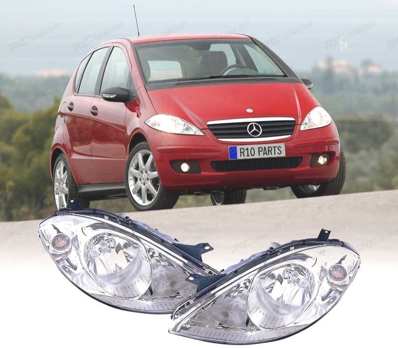 FARÓIS MERCEDES CLASSE A W169 04-08 FUNDO CROMADO