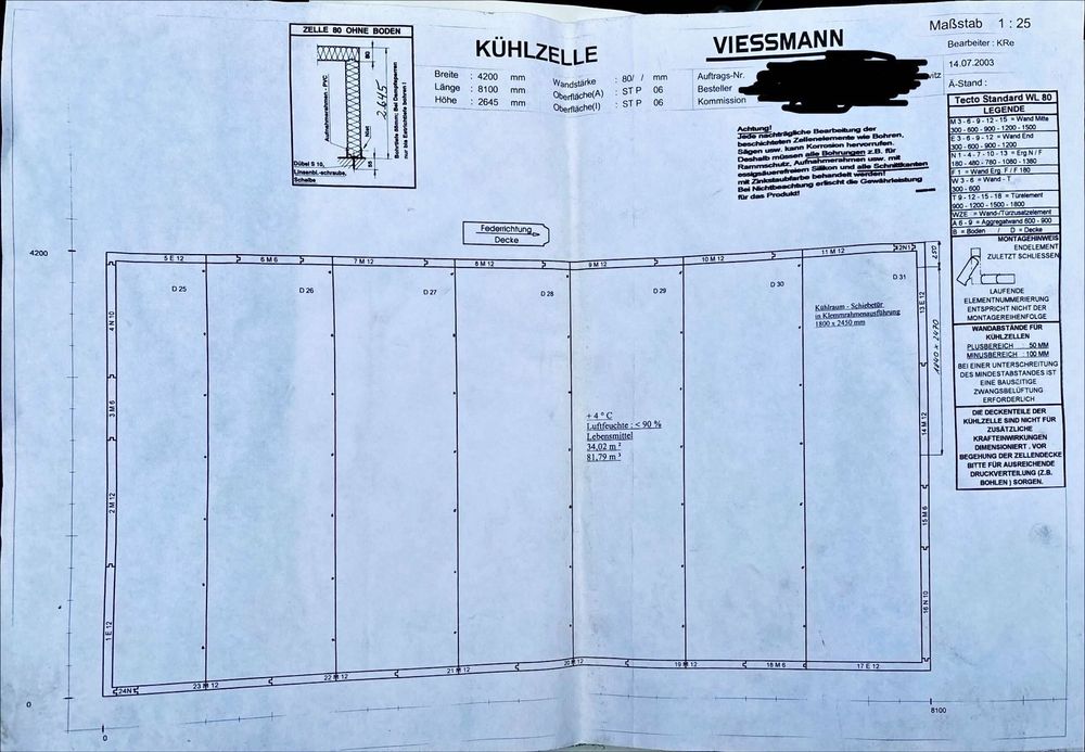 Chłodnia Viessmann 8x4x2,5m – agregat Danfoss, drzwi automatyczne,
