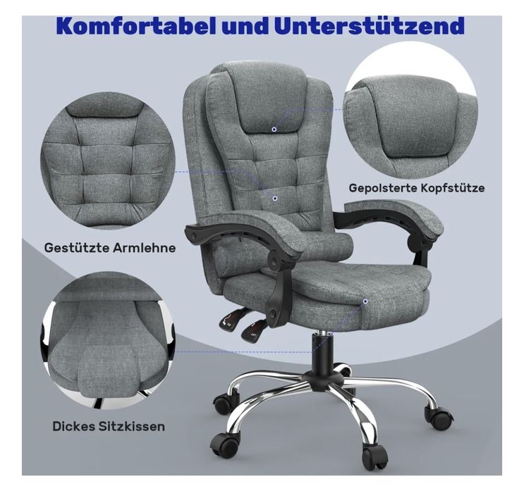 Ergonomiczne krzesło biurowe - Krzesło do biurka Bigzzia z wysokim op