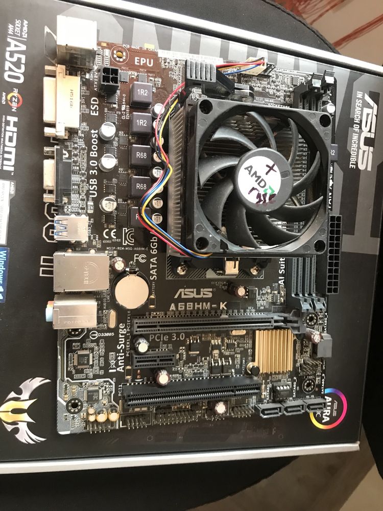 Продам Мат плату Asus A68HM-K + Проц AMD A4 6300 (з куллером на проц)