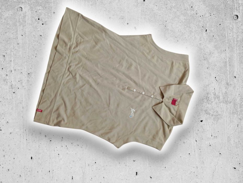 Oryginalna damska beżowa koszulka polo bez rękawów Levi's