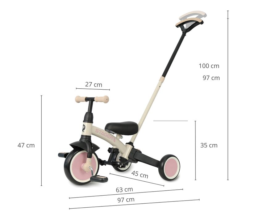 Rowerek Trójkołowy Stager 3w1 Pink Qplay