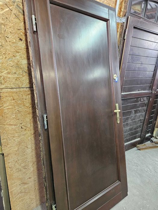 DRZWI Zewnętrzne Drewniane Sosnowe Wejściowe Pełne 100x217cm