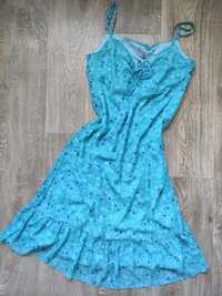 Сукня сарафан квітковий принт блакитна шифон