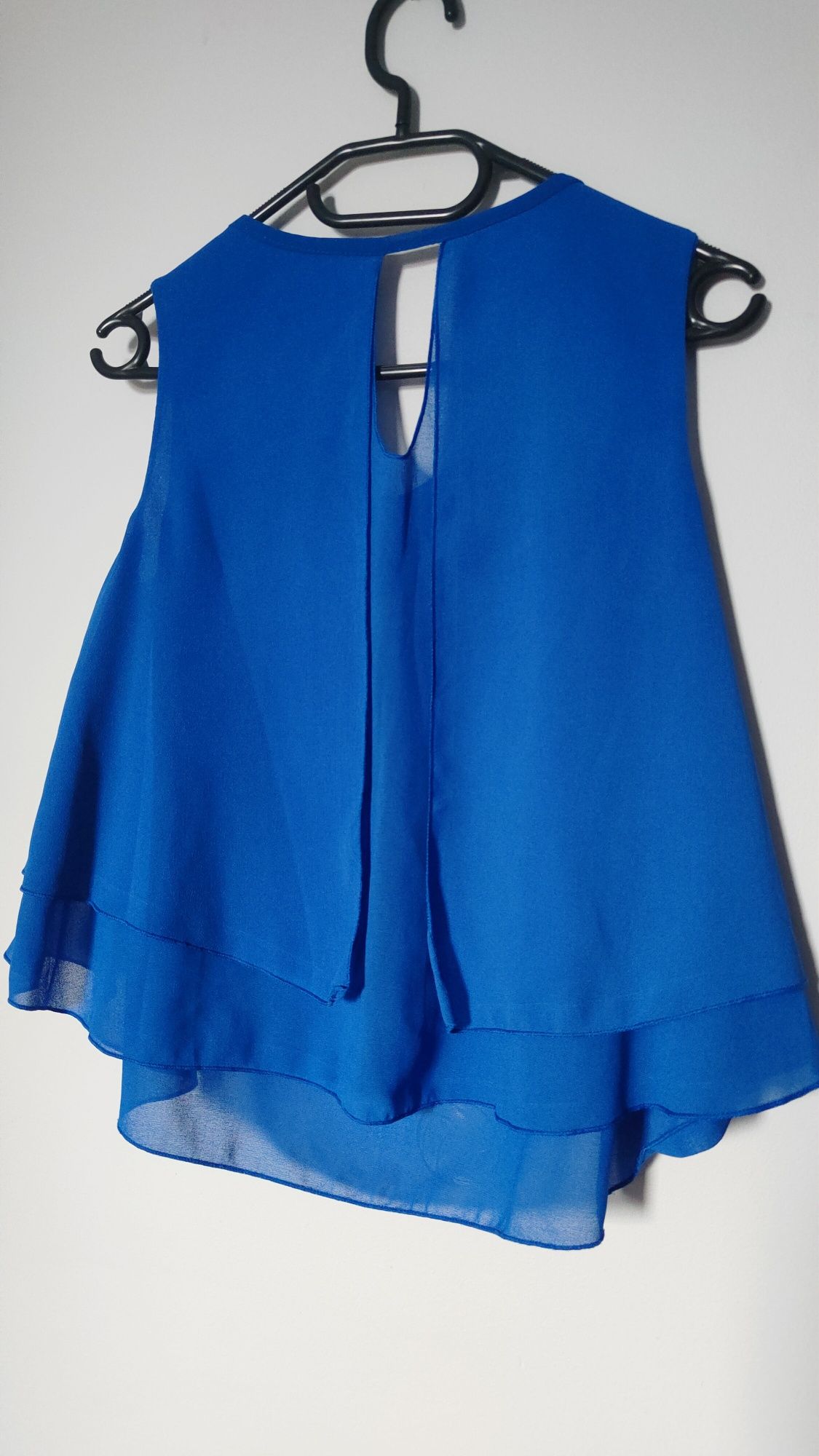 Top zwiewny XS S chabrowy letnia bluzka