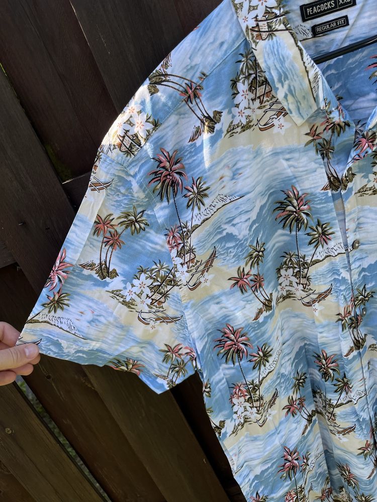 Meska koszula letnia XXL hawaje lato krotki rekaw palmy