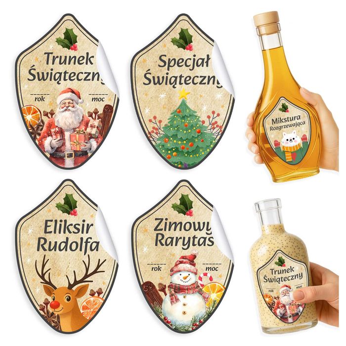 5x ETYKIETY na butelki 10x6,8 cm NAKLEJKI samoprzylepne na ICONA 500
