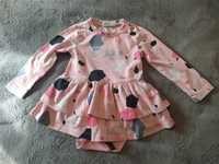 Różowe body sukienka tunika Coccodrillo 80 w kropki łatki