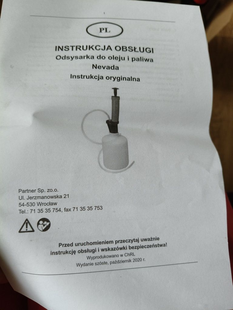 Zestaw do odsysania oleju i paliwa Nevada