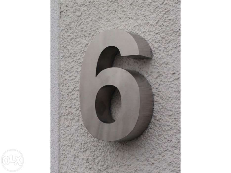 Números residenciais de Inox - Nr. 6 em 3D para Portas ou Entradas