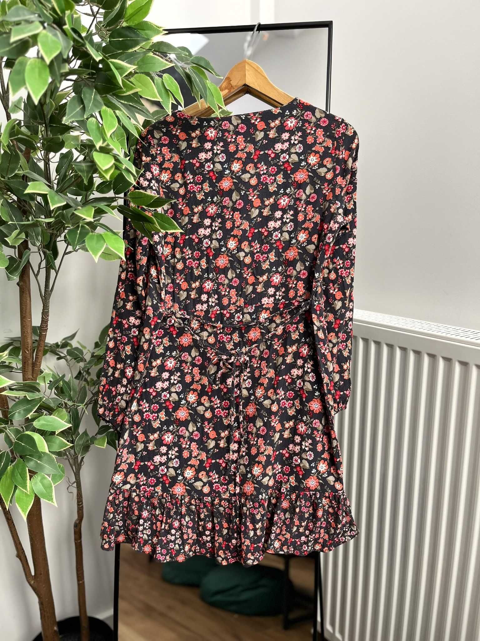 Next 10 38 M sukienka midi zwiewna wiskoza kwiaty boho old money