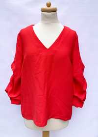 Bluzka Czerwona H&M Elegancka L 40 Czerwień Wizytowa
