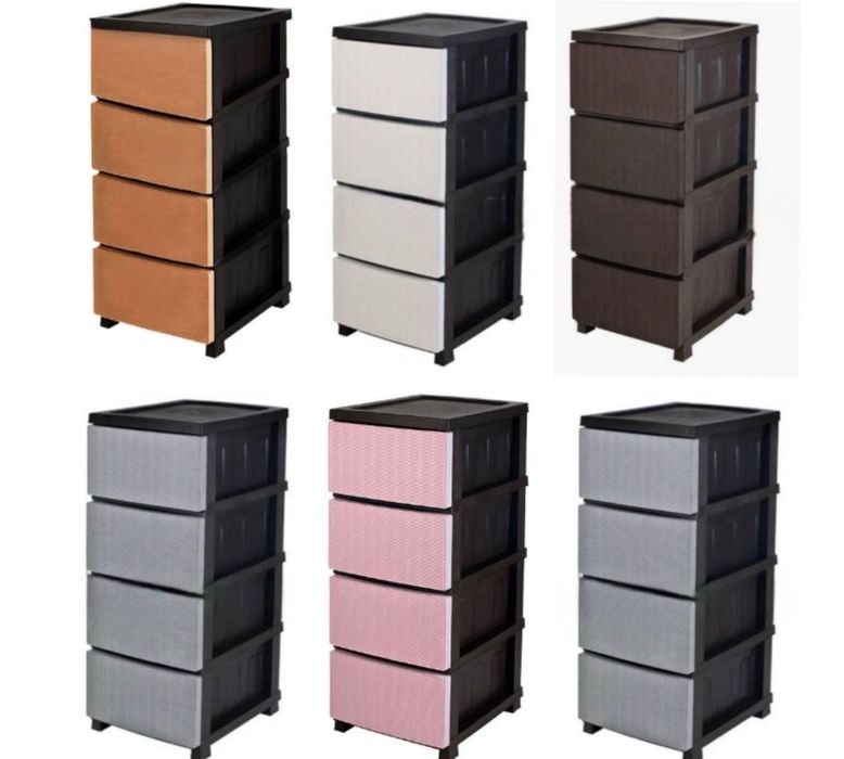 Бежево-коричневый кoмод, шкaфчик на 4 и более ярусов для школьных веще