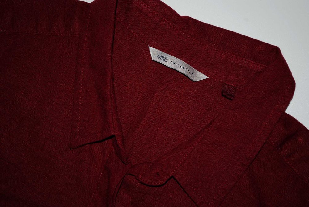 Рубашка лен льняная бордовая без рукавов M&S майка блуза Германия