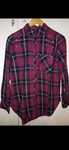 Camisa xadrez bordeaux com pérolas - S- Stradivarius