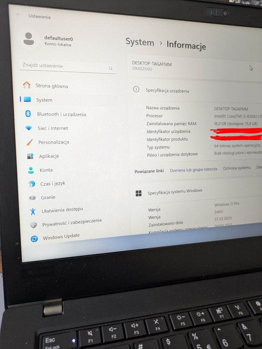ThinkPad T480 i5-8350U 16 RAM duża bateria