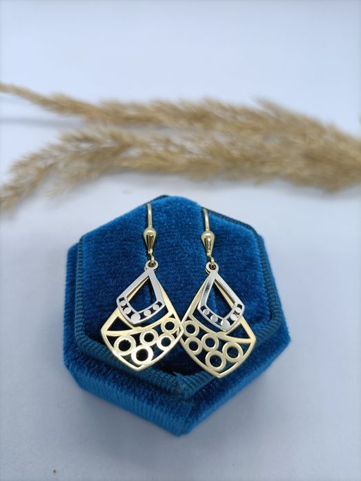 Modne kolczyki ze złota, złoto pr 585