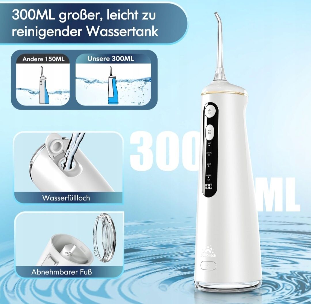 DADA-TECH Irygator Do Zębów Bezprzewodowy 4 Tryby 7 Końcówek 300ml